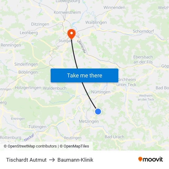 Tischardt Autmut to Baumann-Klinik map