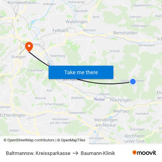 Baltmannsw. Kreissparkasse to Baumann-Klinik map