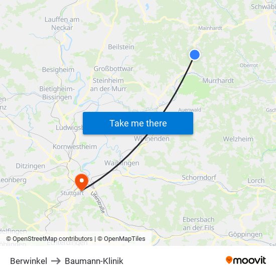 Berwinkel to Baumann-Klinik map
