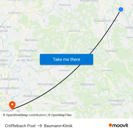 Cröffelbach Post to Baumann-Klinik map