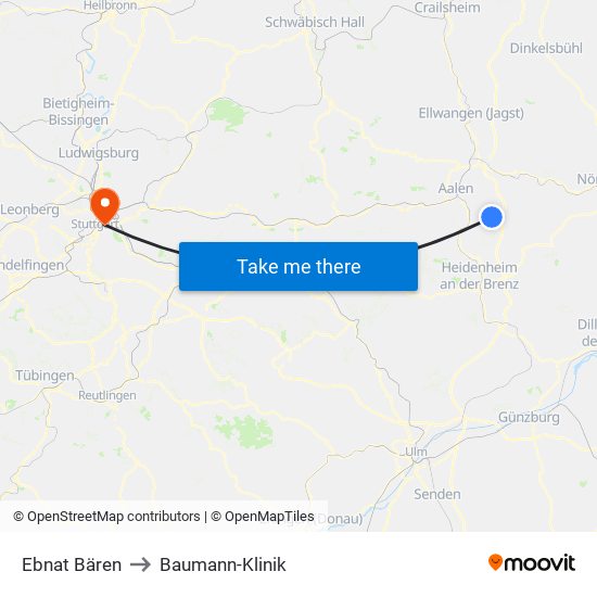 Ebnat Bären to Baumann-Klinik map