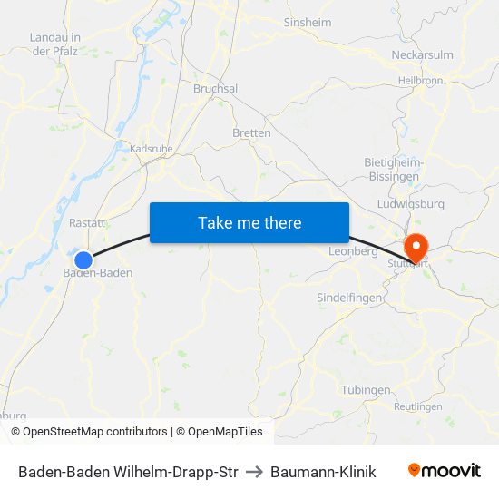 Baden-Baden Wilhelm-Drapp-Str to Baumann-Klinik map