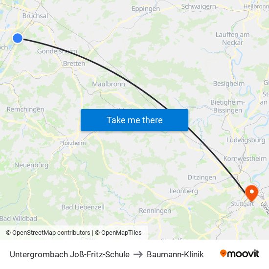 Untergrombach Joß-Fritz-Schule to Baumann-Klinik map