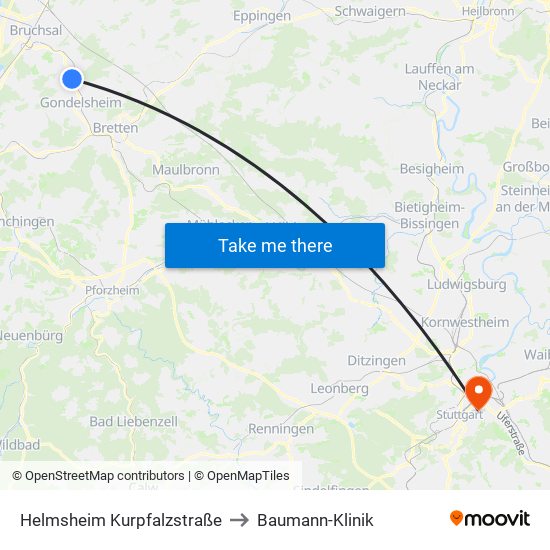 Helmsheim Kurpfalzstraße to Baumann-Klinik map