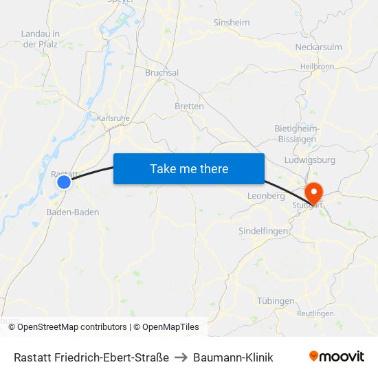Rastatt Friedrich-Ebert-Straße to Baumann-Klinik map