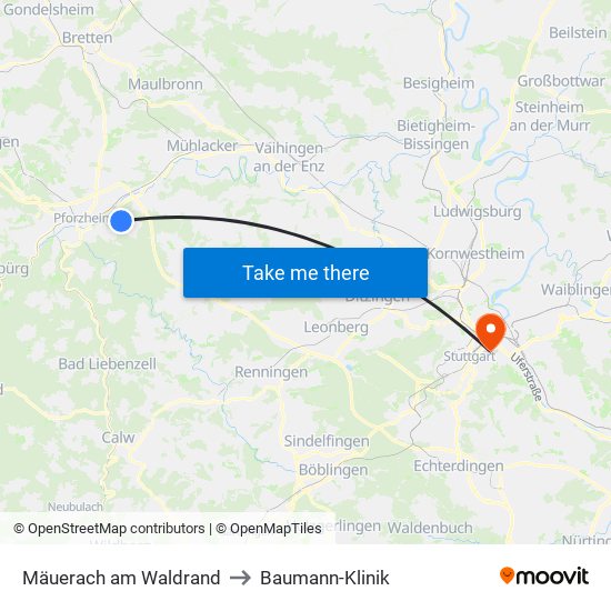 Mäuerach am Waldrand to Baumann-Klinik map