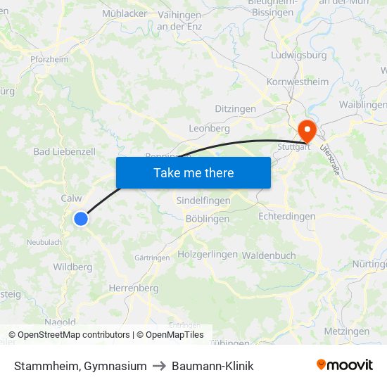 Stammheim, Gymnasium to Baumann-Klinik map