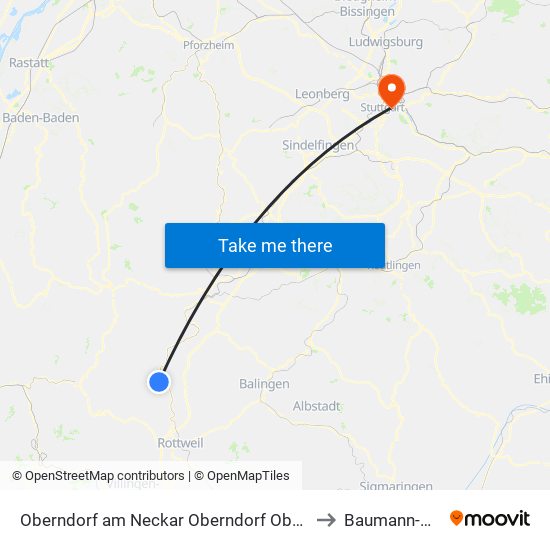 Oberndorf am Neckar Oberndorf Obertorplatz to Baumann-Klinik map