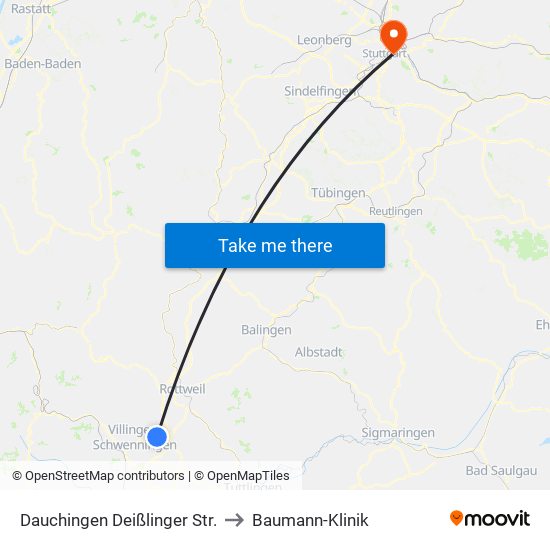 Dauchingen Deißlinger Str. to Baumann-Klinik map