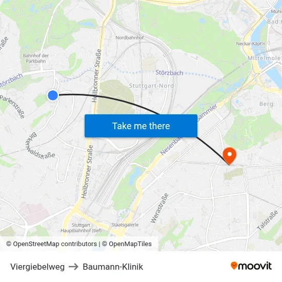 Viergiebelweg to Baumann-Klinik map