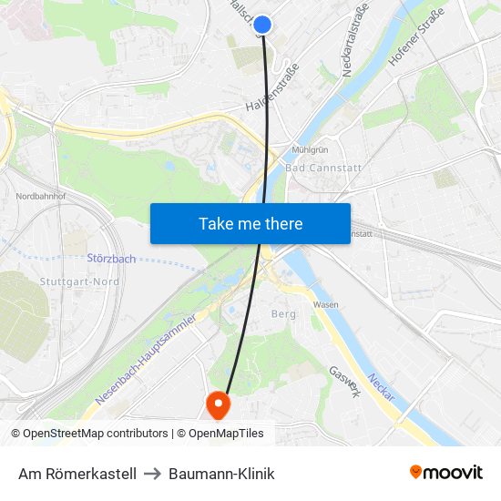 Am Römerkastell to Baumann-Klinik map