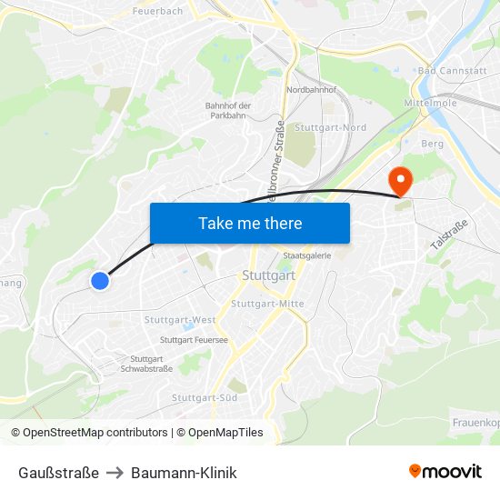Gaußstraße to Baumann-Klinik map