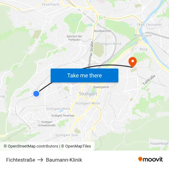 Fichtestraße to Baumann-Klinik map