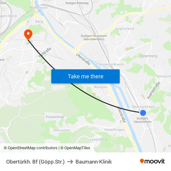 Obertürkh. Bf (Göpp.Str.) to Baumann-Klinik map