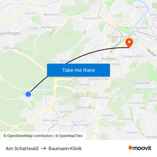 Am Schattwald to Baumann-Klinik map