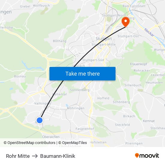 Rohr Mitte to Baumann-Klinik map