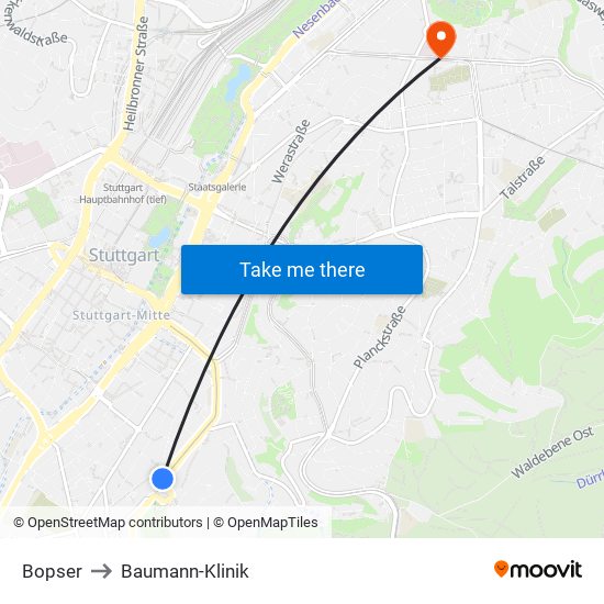Bopser to Baumann-Klinik map