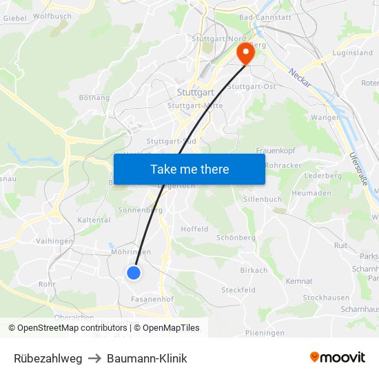 Rübezahlweg to Baumann-Klinik map