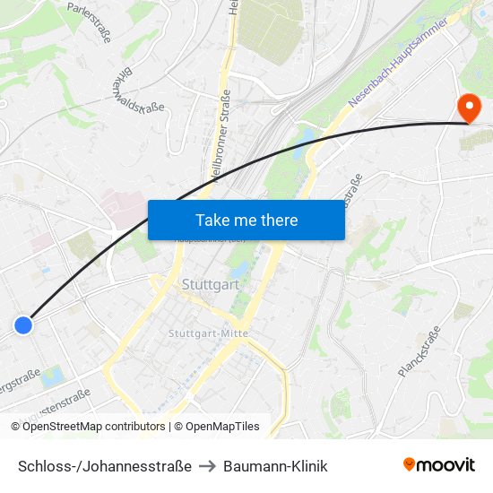 Schloss-/Johannesstraße to Baumann-Klinik map