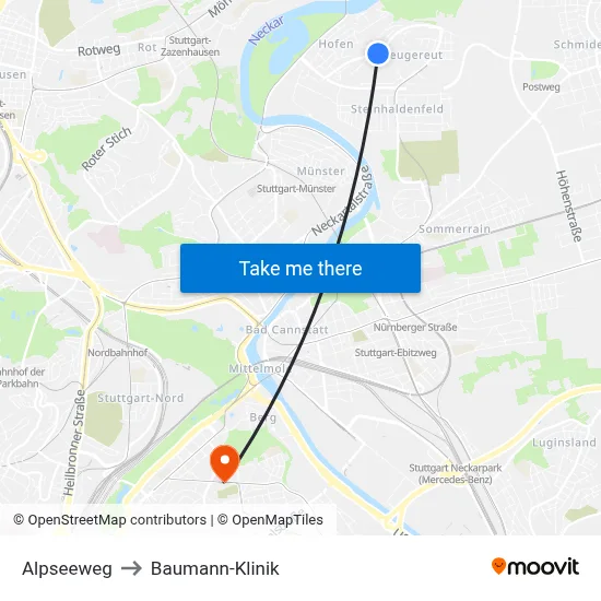 Alpseeweg to Baumann-Klinik map