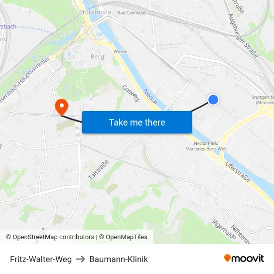 Fritz-Walter-Weg to Baumann-Klinik map