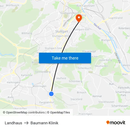 Landhaus to Baumann-Klinik map