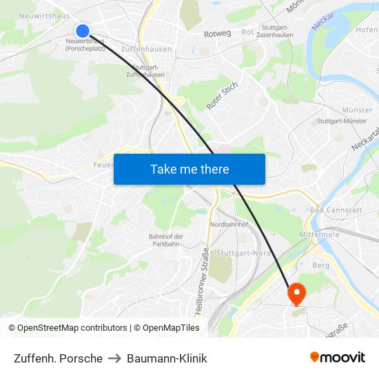 Zuffenh. Porsche to Baumann-Klinik map