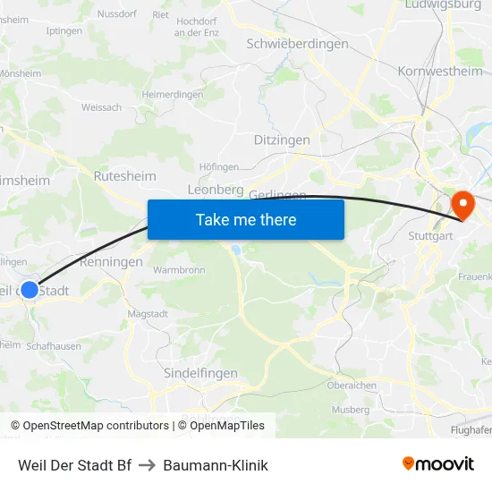 Weil Der Stadt Bf to Baumann-Klinik map