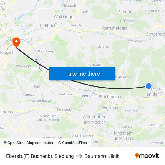 Ebersb.(F) Büchenbr. Siedlung to Baumann-Klinik map