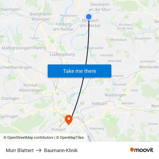 Murr Blattert to Baumann-Klinik map