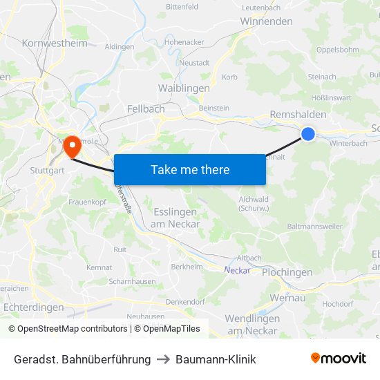 Geradst. Bahnüberführung to Baumann-Klinik map