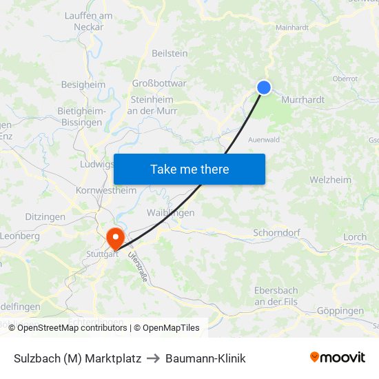 Sulzbach (M) Marktplatz to Baumann-Klinik map