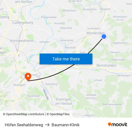 Höfen Seehaldenweg to Baumann-Klinik map