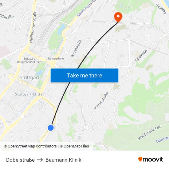 Dobelstraße to Baumann-Klinik map