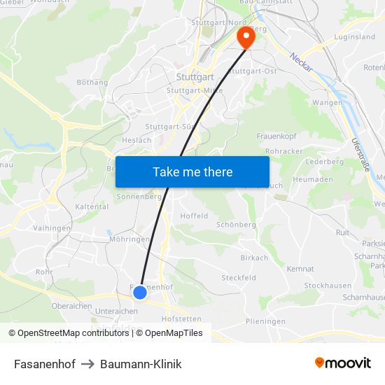 Fasanenhof to Baumann-Klinik map