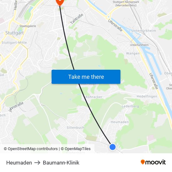 Heumaden to Baumann-Klinik map