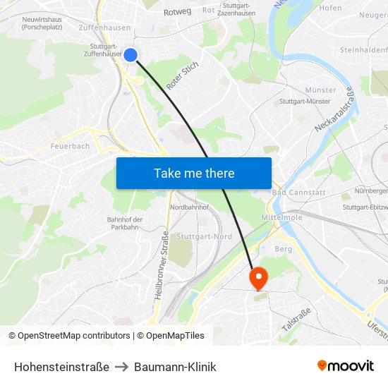 Hohensteinstraße to Baumann-Klinik map