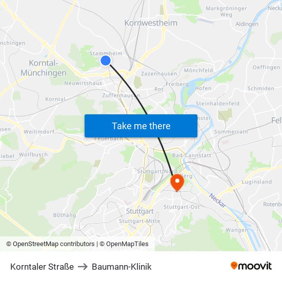 Korntaler Straße to Baumann-Klinik map