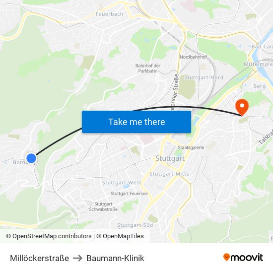 Millöckerstraße to Baumann-Klinik map