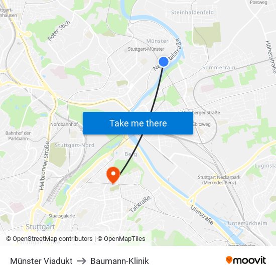 Münster Viadukt to Baumann-Klinik map