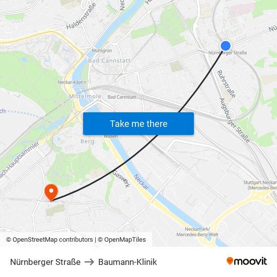 Nürnberger Straße to Baumann-Klinik map