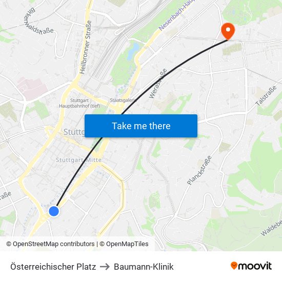 Österreichischer Platz to Baumann-Klinik map