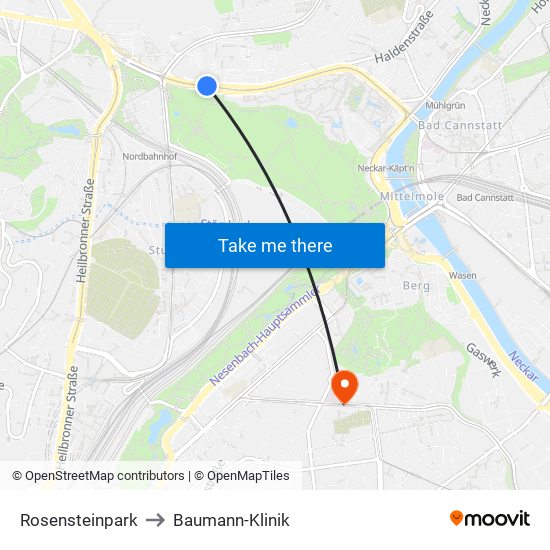 Rosensteinpark to Baumann-Klinik map