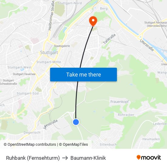 Ruhbank (Fernsehturm) to Baumann-Klinik map