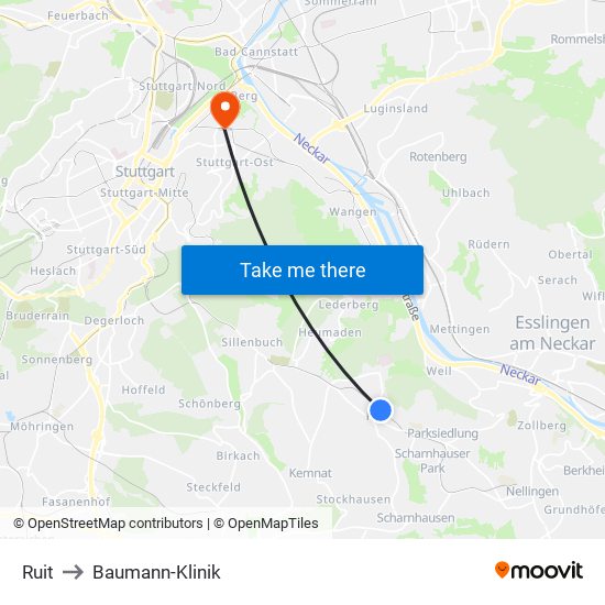 Ruit to Baumann-Klinik map