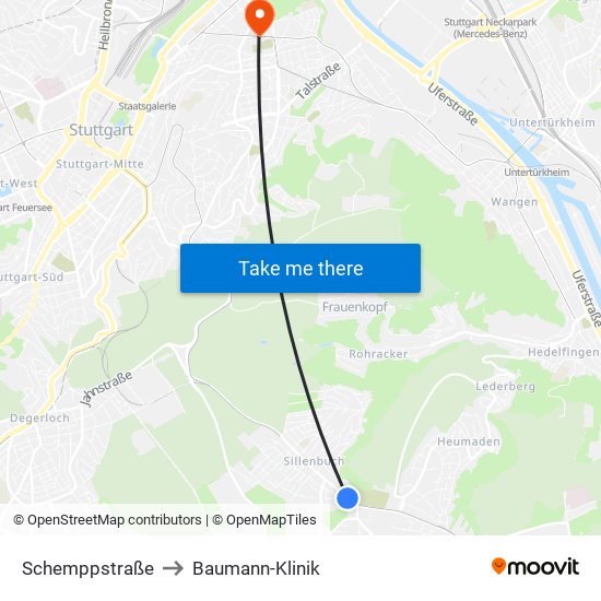 Schemppstraße to Baumann-Klinik map