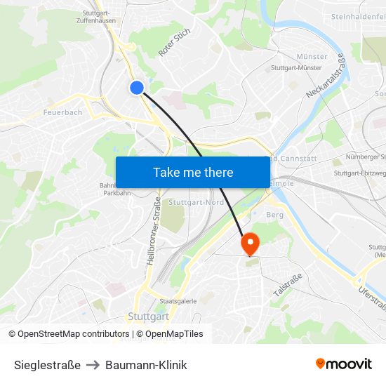 Sieglestraße to Baumann-Klinik map