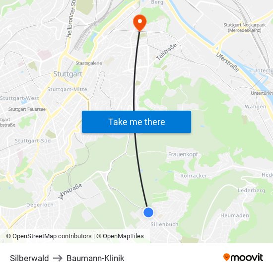 Silberwald to Baumann-Klinik map