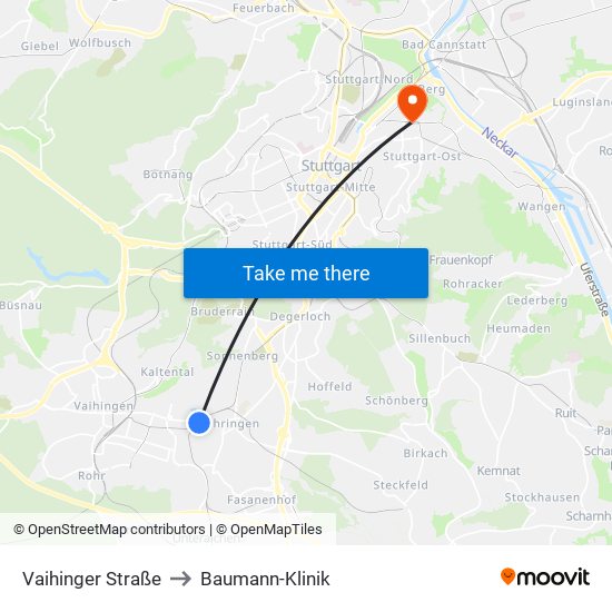 Vaihinger Straße to Baumann-Klinik map