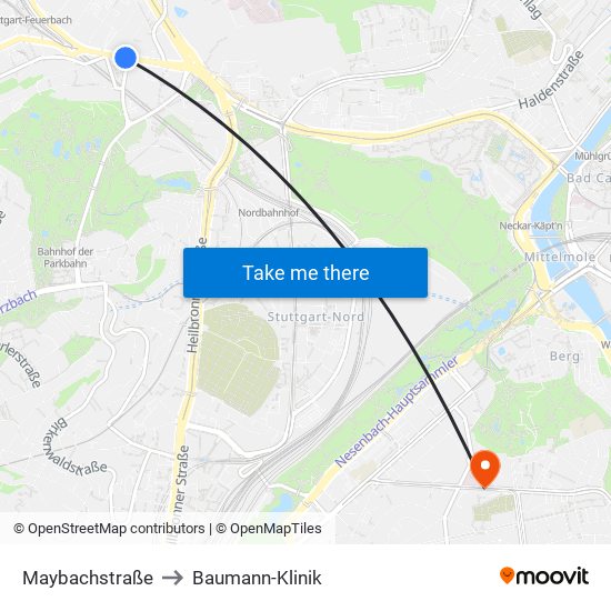 Maybachstraße to Baumann-Klinik map